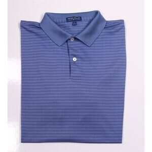Peter Millar Crown Crafted Blue Purple Striped Performance Golf Polo Shirt Large
